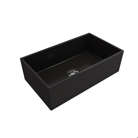 Bocchi Contempo Farmhouse Apron Front Fireclay 33 in. Single Bowl Kitchen Sink in Matte Black 1352-004-0120